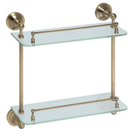 Полка стеклянная Retro двойная 400x420x120мм, бронза, артикул 144102127