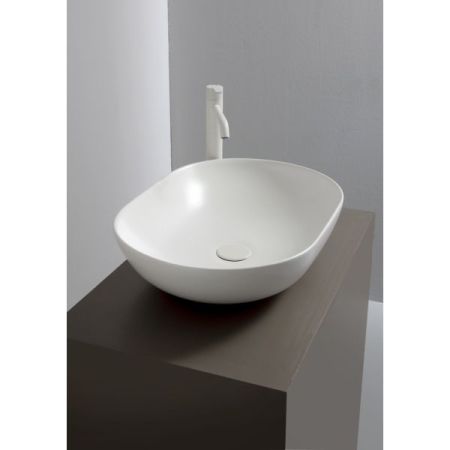 White Ceramic Balisong, накладная овальная раковина 60x40x15h см, в комплекте с донным клапаном, цвет кофейный матовый, артикул W0807SETCF/Balisong