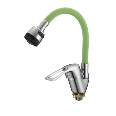 Смеситель для кухни с гибким изливом D-Lin D150422-5T, хром/зеленый, артикул D150422-5T
