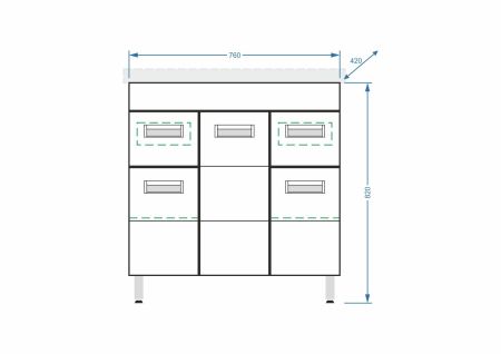 Тумба "Фиора 80", 2 ящ., Сомо 80, артикул SP-00000213