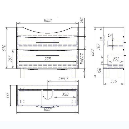 Тумба Vessla stor 105, белый лак, артикул OW22.14.00