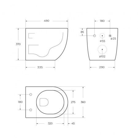 UNO 2.0 Унитаз подвесной безободковый с сиденьем дюропласт soft close BB7306CHR/SC, артикул BB7306CHR/SC