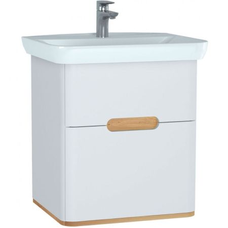 Тумба  Sento с раковиной, с 2 ящиками, 65 см, с LED подсветкой, цвет матовый белый (ножки 61069 заказываются отдельно)