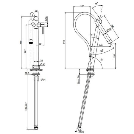 Fima Carlo Frattini Kitchen Смеситель для кухни, на 1 отв., Galileo, цвет: чёрный матовый, артикул F7050NS