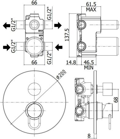Смеситель для душа Paffoni Joker JK018CR (с внутренней частью), артикул JK018CR