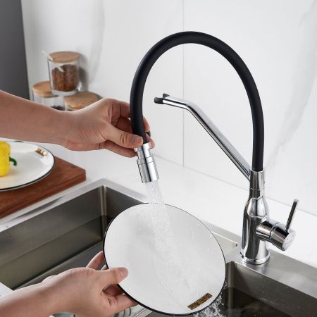 Смеситель для кухни с гибким изливом Shevanik S343-3, хром