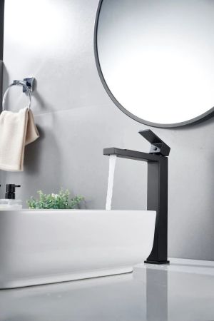 Смеситель для раковины высокий Knotlor KN-24/BL, черный, артикул KN-24/BL