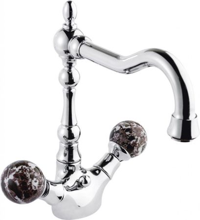 Смеситель на раковину, удлиненный, с донным клапаном, ручки Мрамор Atlantis ATLANTIS-LS2-A, артикул ATLANTIS-LS2-A-02-RL