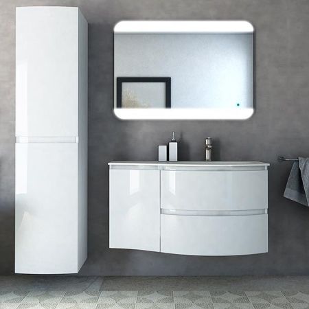 Шкаф-пенал Cezares Vague 34 подвесной левый Bianco lucido, артикул 44228