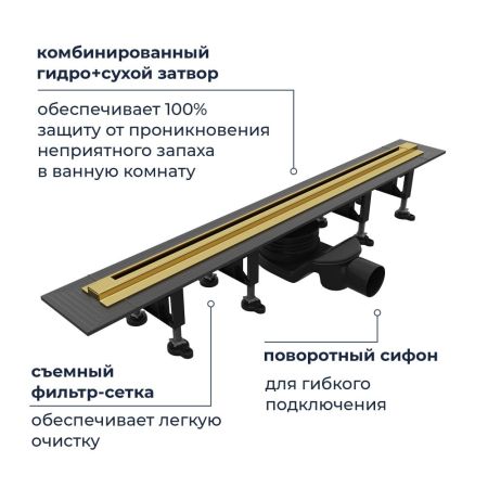 Душевой трап, обрезной RGW SDR-55Gb (800), артикул 79215580-06