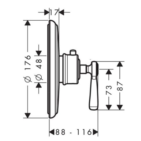 AX Montreux Встраиваемый термостат для душа, 1 потреб, (внешняя часть), цвет: шлифованный никель, артикул 16823820