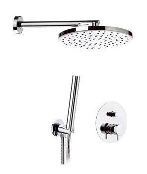 Daniel Tokyo, душевой комплект на 2 потребителя, с кронштейном 30 см и круглым верхним душем 20 см, цвет зачищенное золото