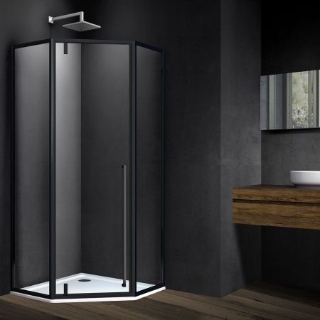 Душевой уголок Penta VSP-3P100CLB, 1000*1000, черный, стекло прозрачное, артикул VSP-3P100CLB