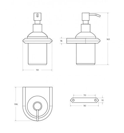 LINER-SOIS-V-01 Диспенсер для мыла подвесной, стекло, исполнение хром, артикул LINER-SOIS-V-01