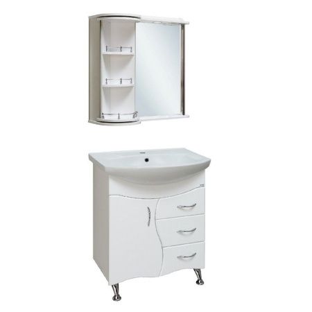 Зеркало со шкафом Runo Секрет 65 4620750021573 с подсветкой Белое