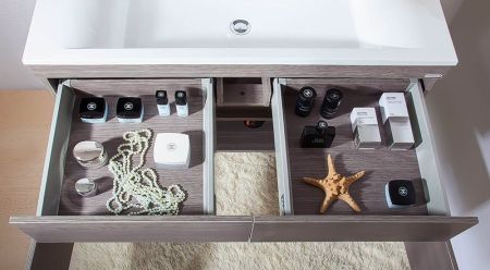 Тумба под раковину Бриклаер Мадрид 110 подвесная светлая лиственница