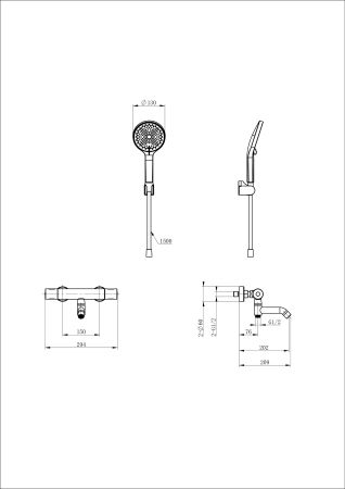 Смеситель для ванны с душем и термостатом WONZON & WOGHAND INN 1, Хром (WW-B3013-A1-CR)