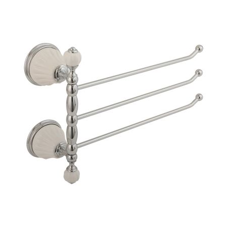 OLIVIA Полотенцедержатель тройной поворотный L35 cм, керамика белая, хром, артикул 17498