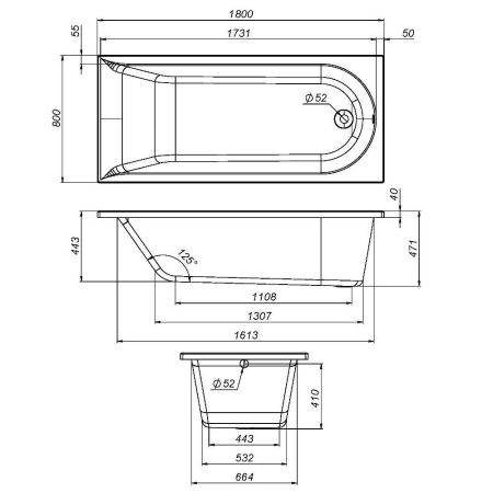 W72A-180-080W-P2 Панель фронтальная для ванны Spirit 180х80