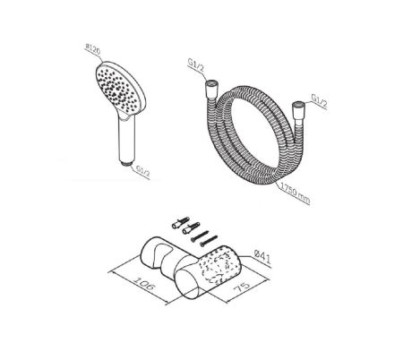 F0118000 Like душевой набор, шланг 1750 мм,держатель ручного душа, ручной душ 110 мм, 3 функции, артикул F0118000