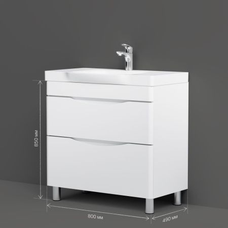 M80FSX0802WG Like, База под раковину, напольная, 80 см, 2 ящика, белый, глянцевая, шт, артикул M80FSX0802WG