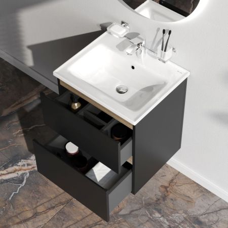 M85AFHX0552BM X-Joy, База под раковину, подвесная, 55 см, 2 ящика, черный матовый, артикул M85AFHX0552BM