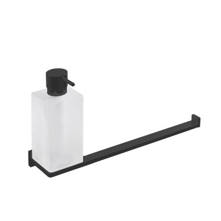 Colombo Look Полотенцедержатель с дозатором для жидкого мыла, подвесной, цвет: чёрный матовый/матовое стекло, артикул B1674.NM-VAN
