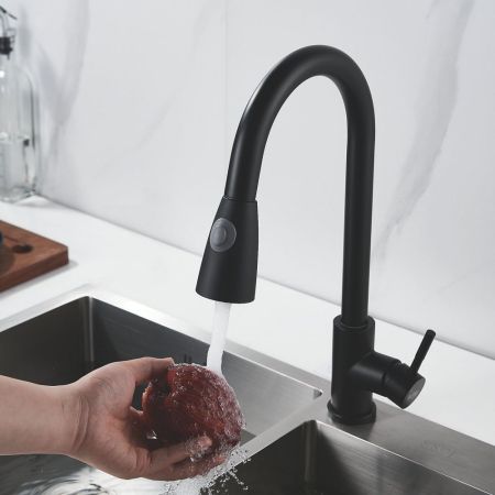 Смеситель для кухни с выдвижным изливом Raffine F213H, черный