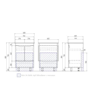 Тумба под раковину напольная VIGO Grani tn.GRI.ELI.60.2D.1Y, 60 см, артикул tn.GRI.ELI.60.2D.1Y