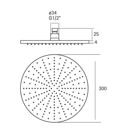 CISAL Xion Верхний душ D300 мм, цвет нержавеющая сталь (без держателя), артикул DS016420D1