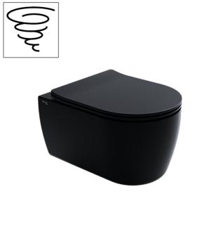 Olympia Tornado, подвесной унитаз с вихревой системой смыва, с сиденьем микролифт, цвет черный матовый