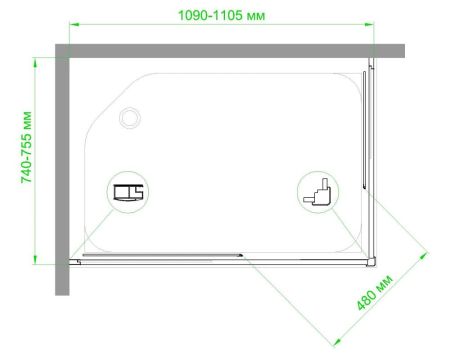 Душевой уголок Royal Bath RB HPD-C 110х75х200 (матовое), артикул RB75110HPD-C