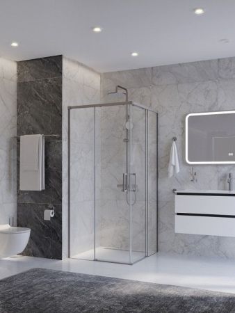 PLANE-A-2-90-C-GM Душевой уголок, отделка Оружейная сталь, артикул PLANE-A-2-90-C-GM