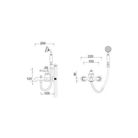 Смеситель для ванны Bronze de Luxe PERSE TB9055-PT, хром, артикул TB9055-PT
