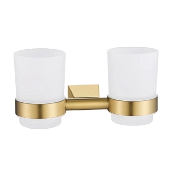 Стакан для ванной комнаты двойной Shevanik SG5722G, золотой сатин