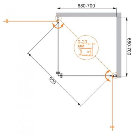 Душевой уголок CEZARES ELENA A-2, артикул ELENA-W-A-2-80-P-Cr