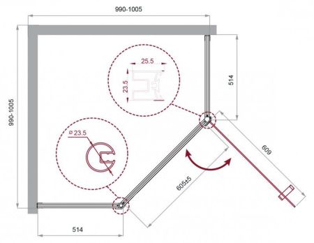 Душевой уголок BELBAGNO UNO-195-P-1, артикул UNO-195-P-1-100-C-NERO