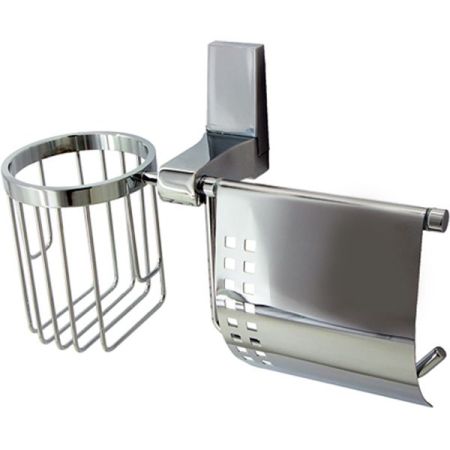 Держатель туалетной бумаги с держателем освежителя воздуха WasserKRAFT Lopau K-6059 с крышкой Хром