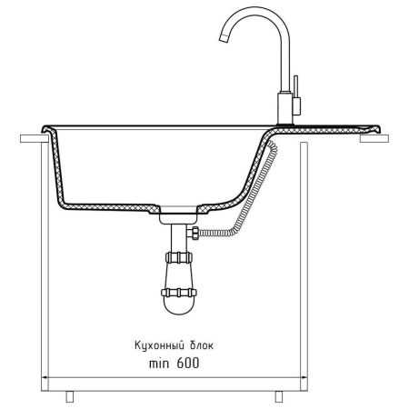 Кухонная мойка GranFest QUARZ 72, черный, артикул 72 черный