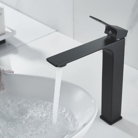 Смеситель для раковины высокий Shevanik S6111H, черный, артикул S6111H