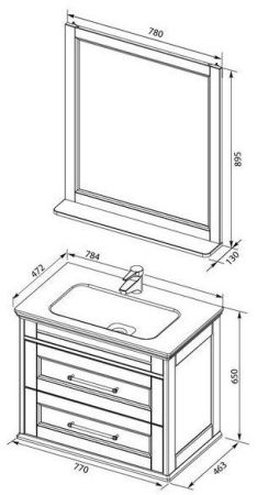 Мебель для ванной Aquanet Бостон М 80 белый (ручки золото, раковина Эйфория), артикул 00281191
