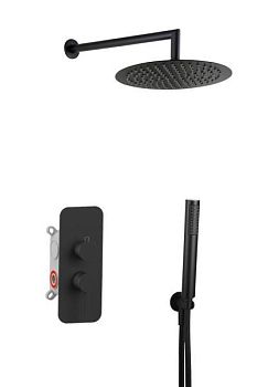 AQG Urban Flow, душевой комплект ER236 на 2 потребителя, с настенным кронштейном, цвет черный матовый