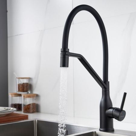 Смеситель для кухни с гибким изливом Shevanik S343H-3, черный