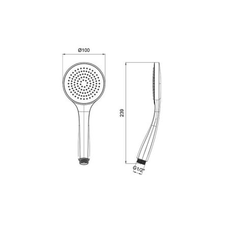 Ручной душ, Almar, Hand Showers, размер душевого диска, мм-100, форма-круглая, количество режимов-1, тип струи-velvet rain, материал-ABS пластик, цвет-хром, артикул E082114.CR