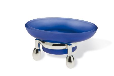 Stil Haus Alfa, настольная стеклянная мыльница на ножках, цвет хром - сатин. белое стекло