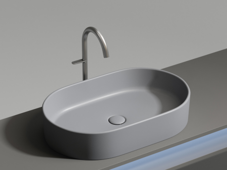 Умывальник чаша накладная овальная (цвет Антрацит Матовый) Элемент (Element) 608x385x122мм, артикул CN6048MH