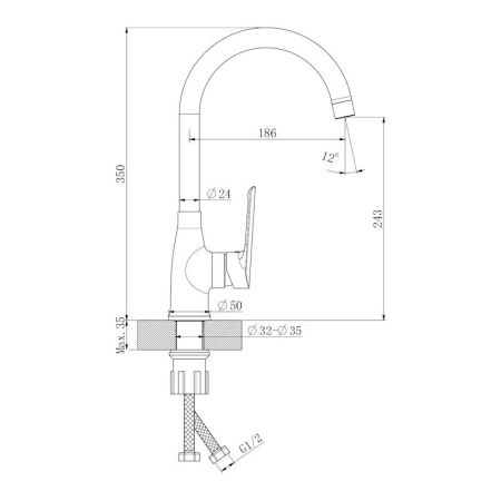 Смеситель для кухни Esko Lagos Gun Metal LG519GM, оружейная сталь, артикул LG519GM