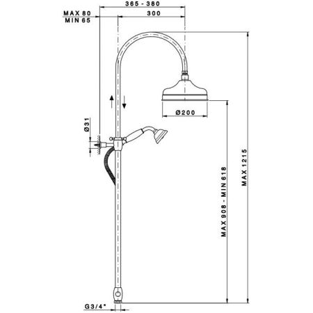 Nicolazzi Doccia Душевая стойка с верхним душем Ø 20см, переключателем и ручным душем, цвет: бронза, артикул 5712WSBZ20