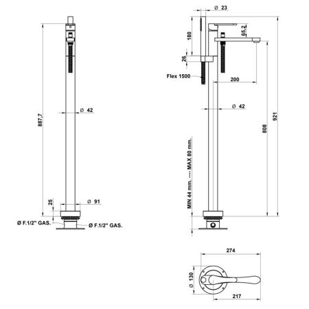 Bongio O'Clock Green Смеситель для ванны, цвет хром, артикул 14534CR00