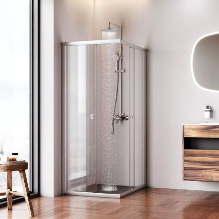 W87G-403-10080-MT Sunny душ огражд прямоугольн, раздвижн двери 100x80 серебро,стекло прозрачн, артикул W87G-403-10080-MT